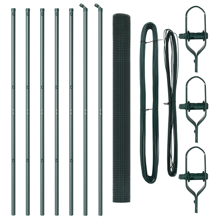 Recinzione Rete Saldature con 7 Pali Verde 1.5x10 m Acciaio