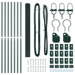 Recinzione in Rete Saldata con 7 Pali Verde 1,6x10 m Acciaio