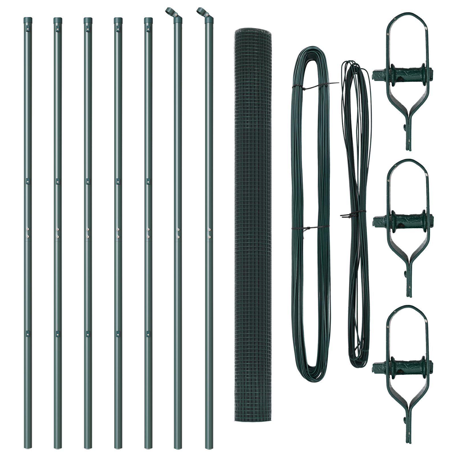 Recinzione in Fil di Ferro Saldato con 7 Pali Verde 1.6x10 m Acciaio