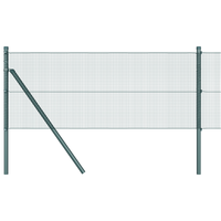Recinzione in Rete Saldato con 13 Pali Verde 0.4x25 m Acciaio
