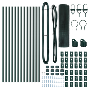 Recinzione in Rete Saldato con 13 Pali Verde 0.4x25 m Acciaio