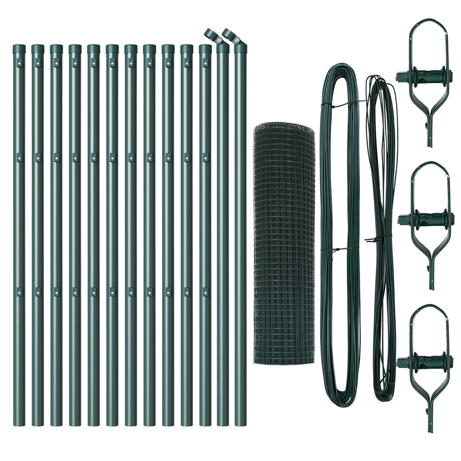 Set di Pali da Recinzione Verde Rivestito in PVC Set di 2 25 x 0,5 m