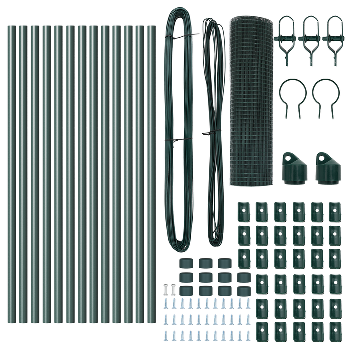 Set di Pali da Recinzione Verde Rivestito in PVC Set di 2 25 x 0,5 m