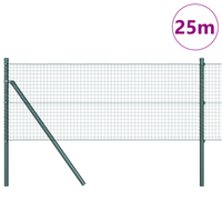 Recinzione in Rete Saldato con 13 Post Verde 0.6x25 m Acciaio