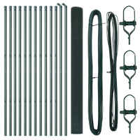 Recinzione in Filo Saldato con 2 Pali Verde 1.5x25 m Acciaio