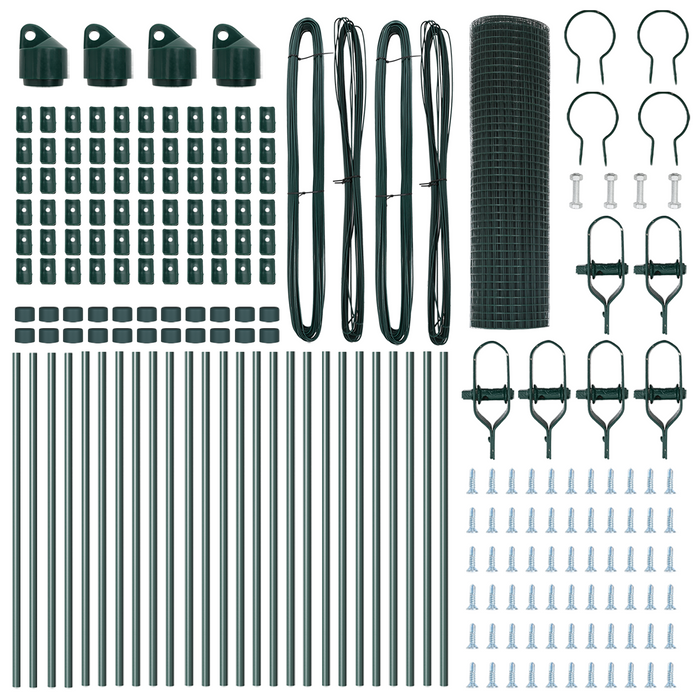 Recinzione in rete saldata con 13 pali Verde 0.5x50 m Acciaio
