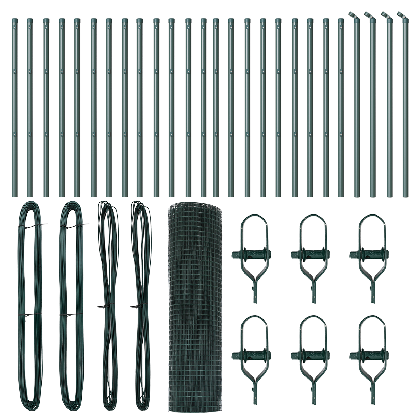 Recinzione in Rete Saldata con 13 Pali Verde 0.6x50 m Acciaio