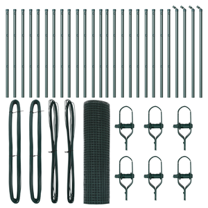 Recinzione in Filo Saldato con 13 Pali Verde 0.8x50 m Acciaio