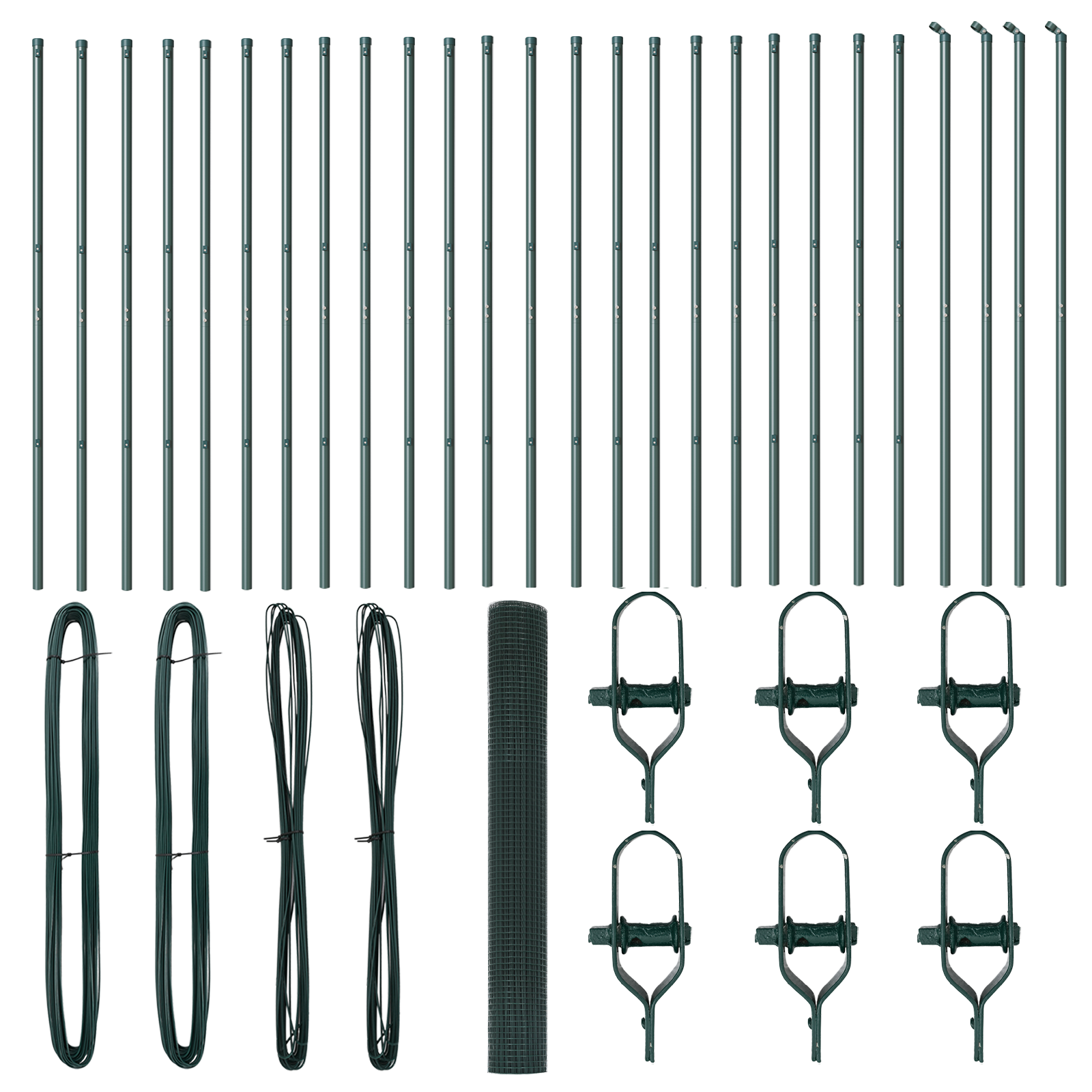 Recinzione in Rete Saldato con 13 Pali Verde 1.2x50 m Acciaio