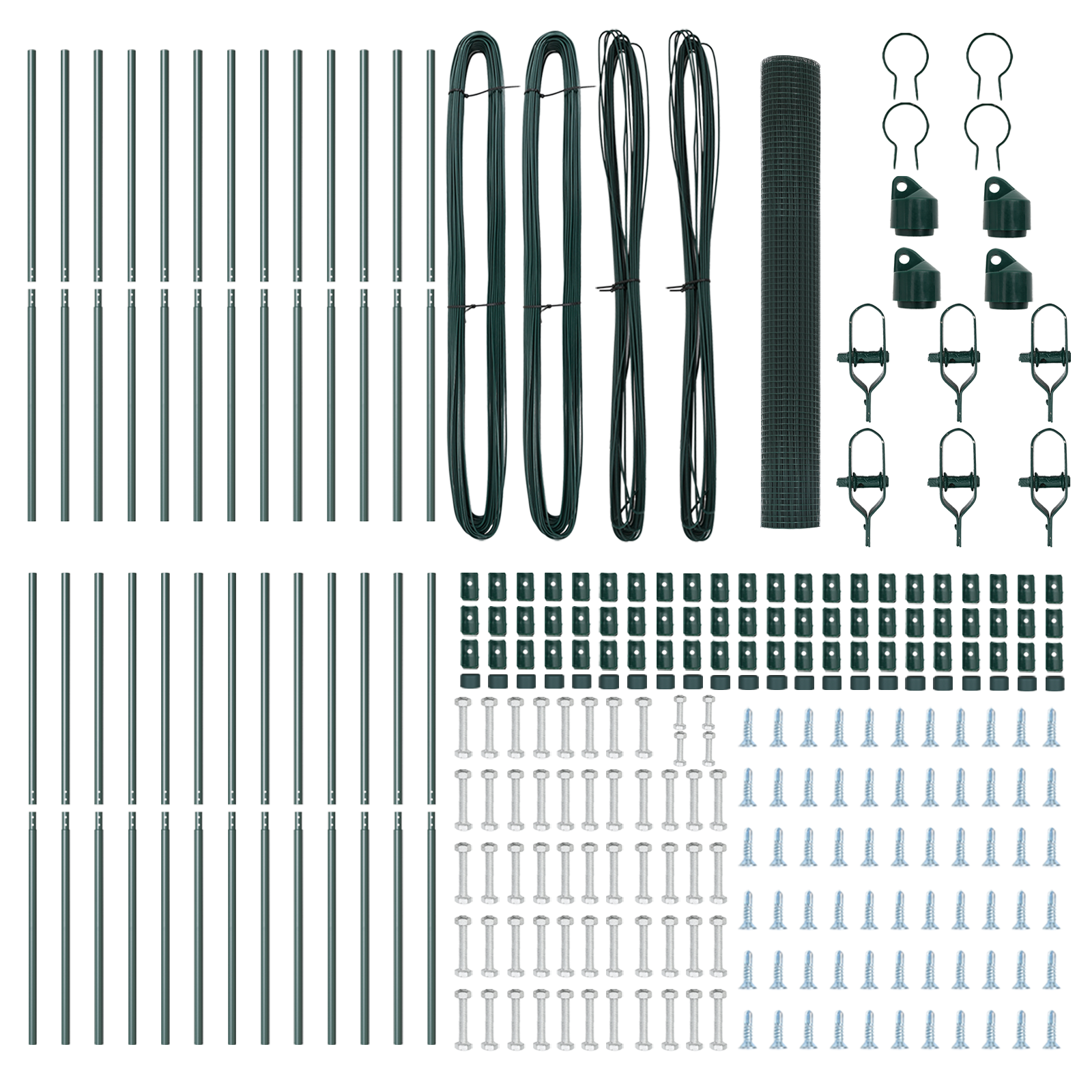 Recinzione in Ferro Saldato con 13 Pali Verde 1.4x50 m Acciaio