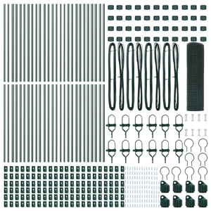 Recinzione in Filo Saldato con 13 Pali Verde 0.4x100 m Acciaio