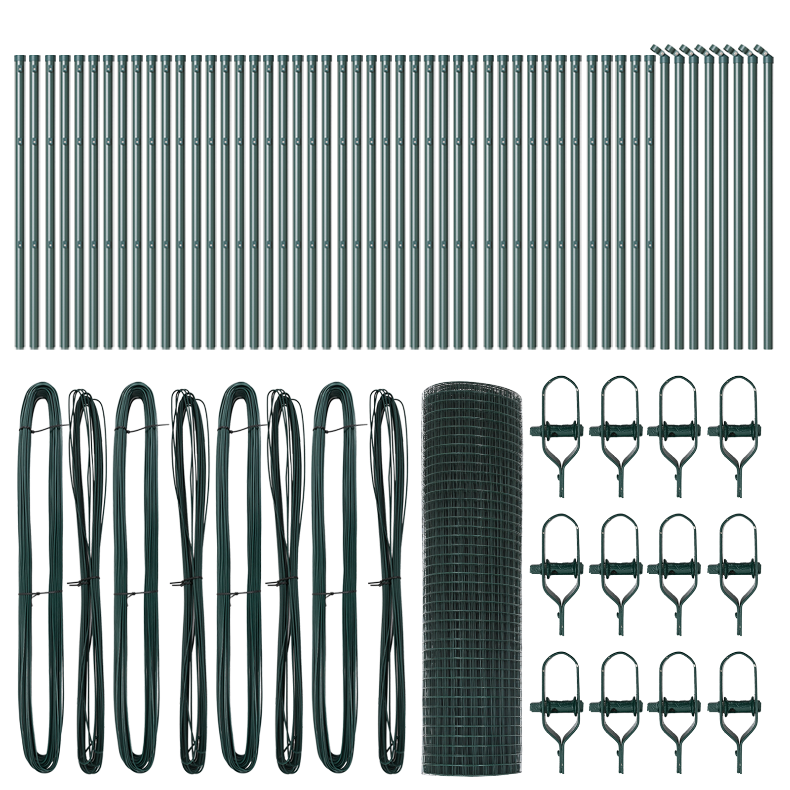 Recinzione A Filo Saldato con 13 Pali Verde 0,4x100 m Acciaio