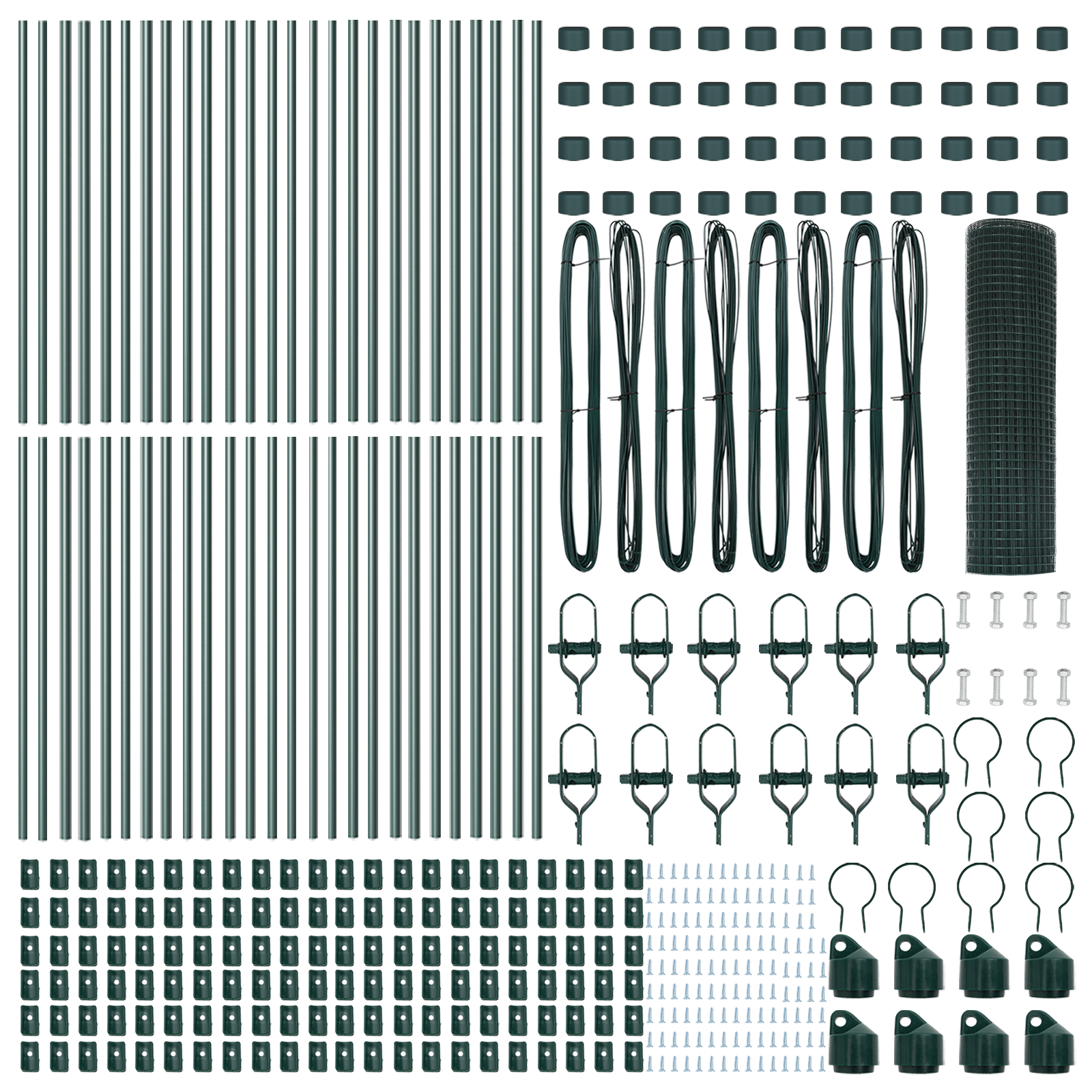 Recinzione in Rete Saldata con 13 Pali Verde 0.6x100 m Acciaio