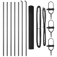 Set di Pali in Metallo Set di 2 Grigio Metallo e plastica