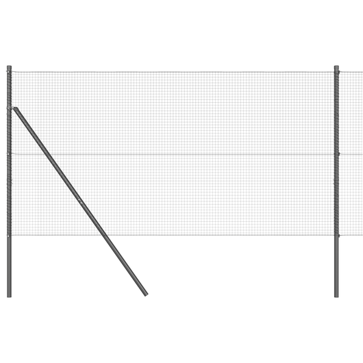 Recinzione in Filo Saldato con 7 Pali Grigio 1,4x10 m Acciaio