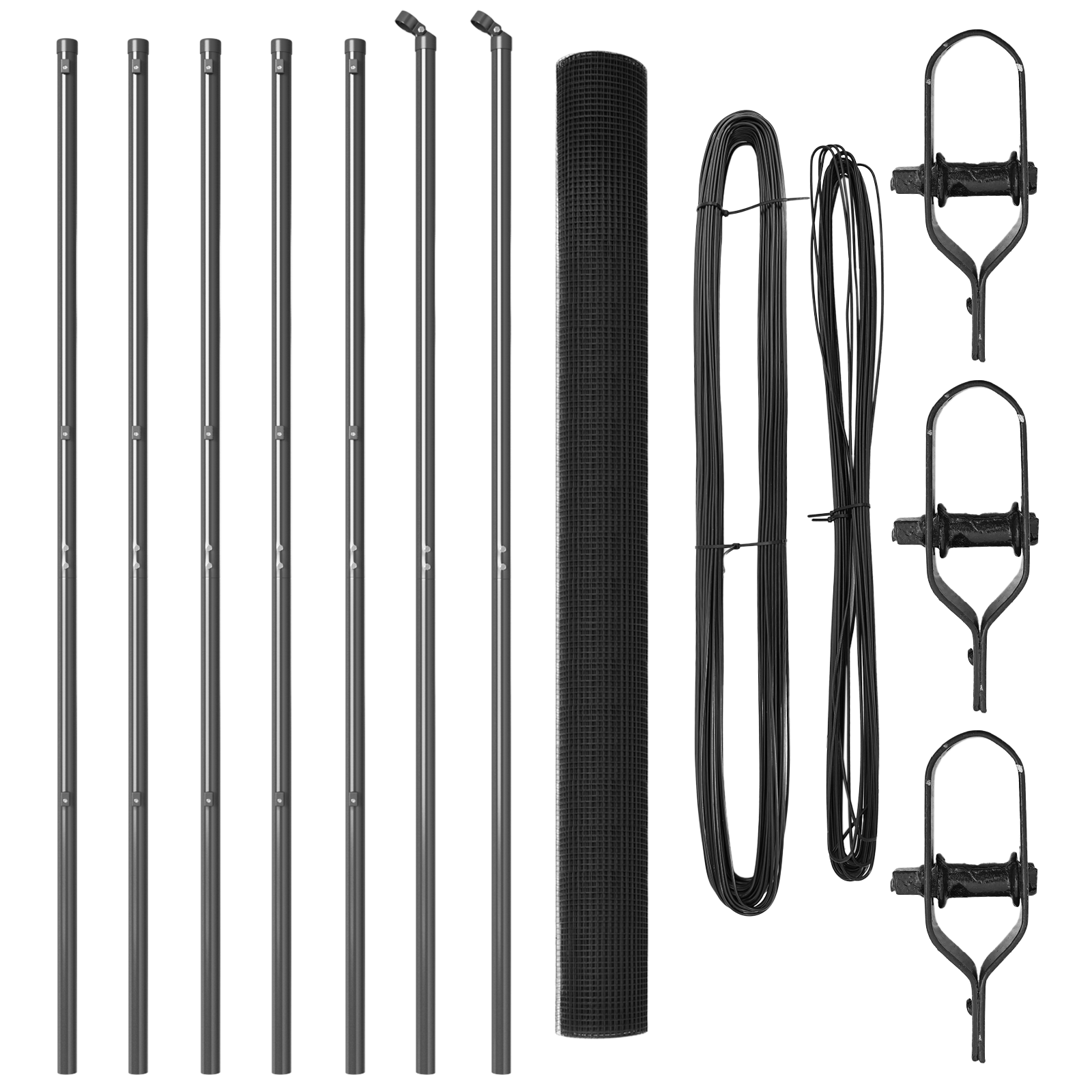 Recinzione in rete saldata con 7 pali Grigio 1.5x10 m Acciaio