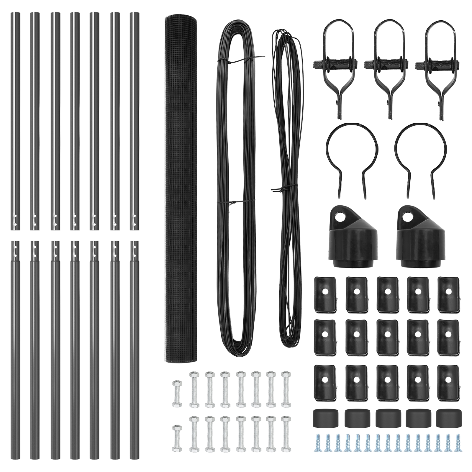 Recinzione in rete saldata con 7 pali Grigio 1.5x10 m Acciaio