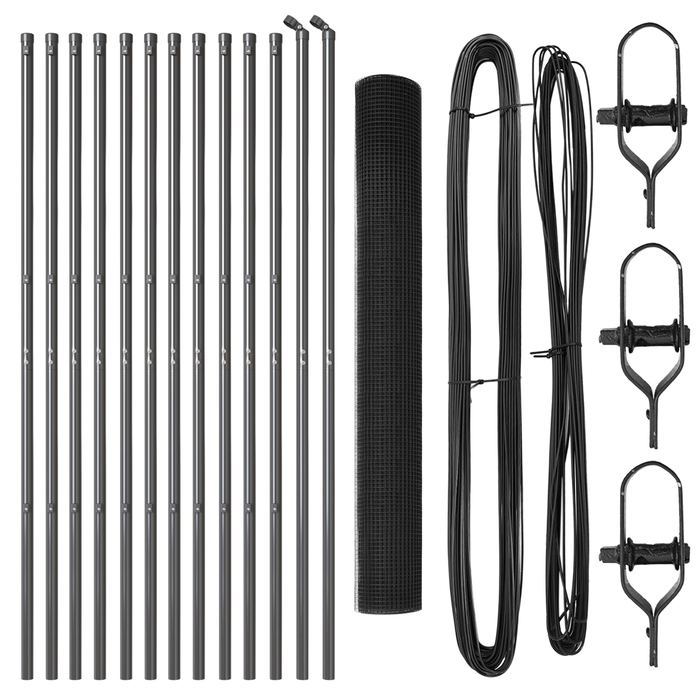 Recinzione in rete saldata con 13 Pali Grigio 1x25 m in Acciaio