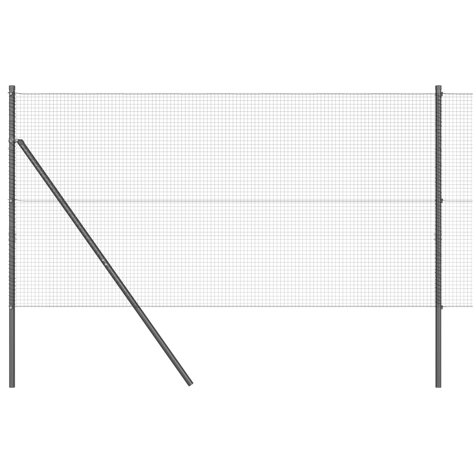Recinzione in Rete Saldato con 13 Pali Grigio 1.2x25 m Acciaio
