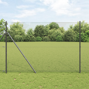 Recinzione in Rete Saldato con 13 Post Grigi 1.6x25 m in Acciaio
