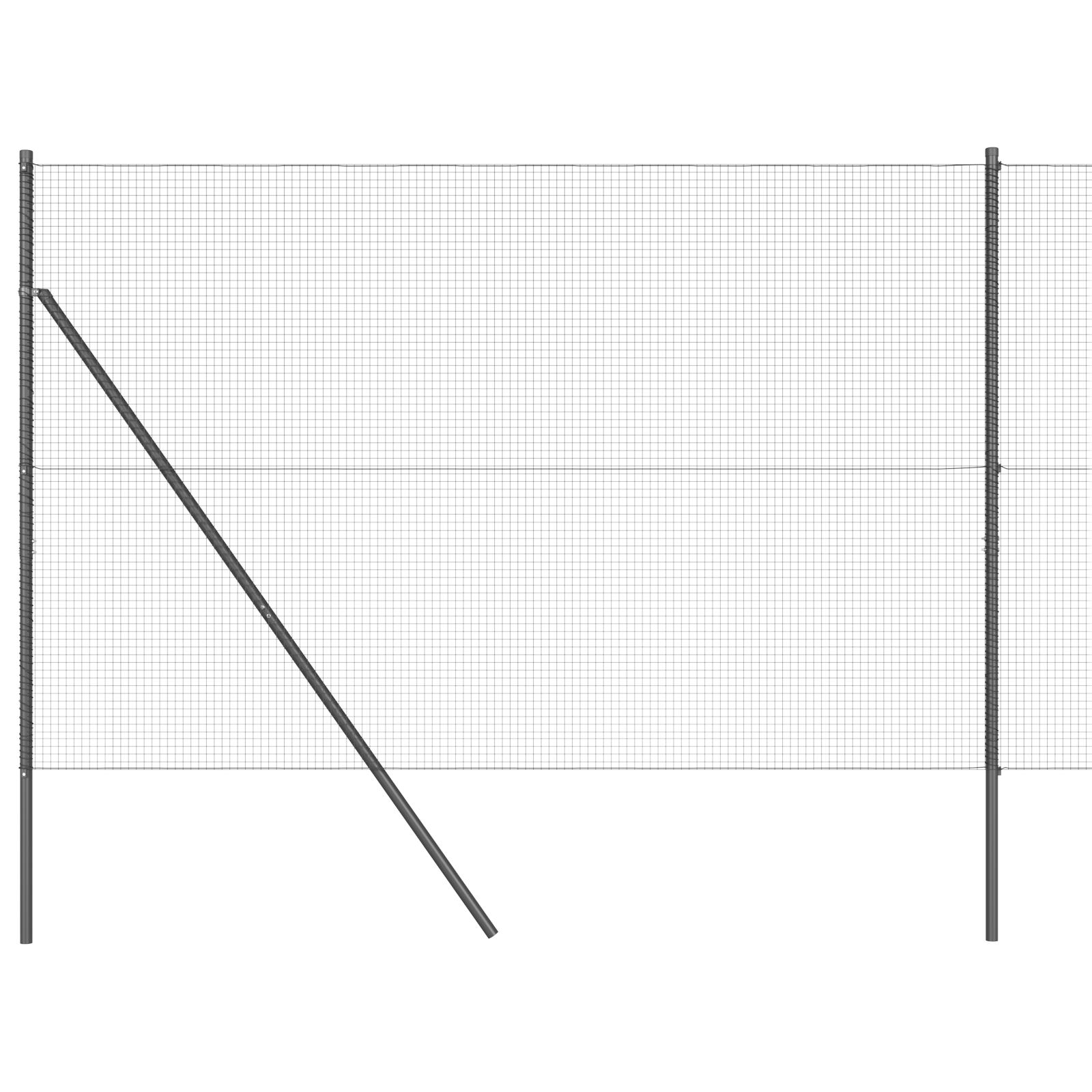 Recinzione in rete saldata con 13 pali grigia 1.4x50 m in acciaio