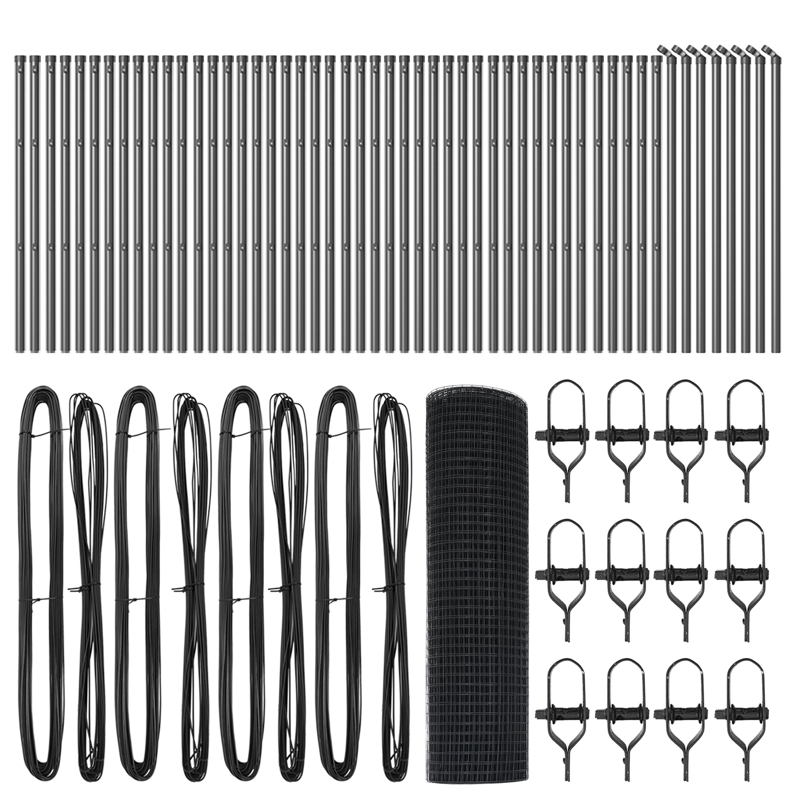 Recinzione in Rete Saldada con 13 Pali Grigio 0,5x100 m Acciaio