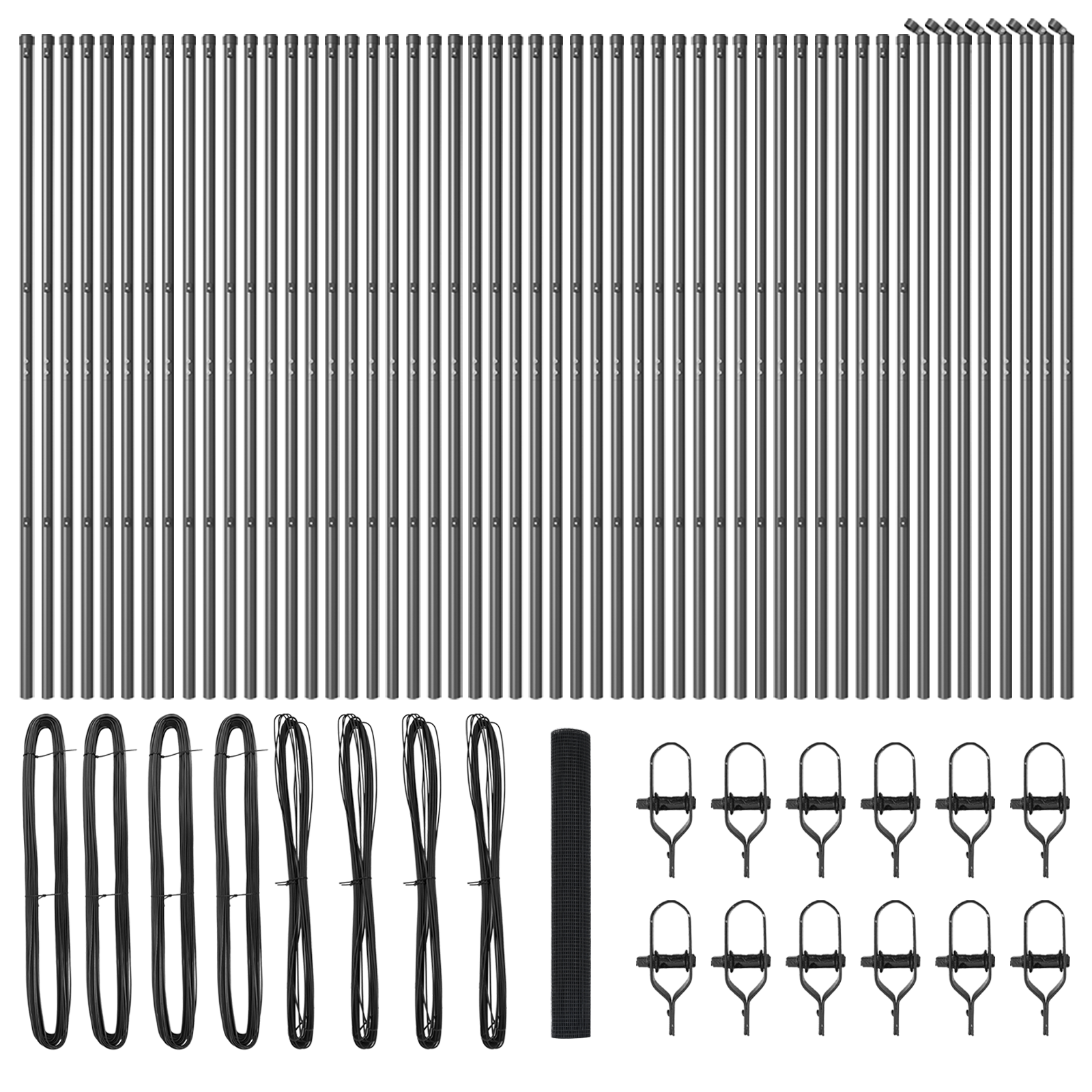 Recinzione a rete saldata con 13 pali grigi 1x100 m in acciaio