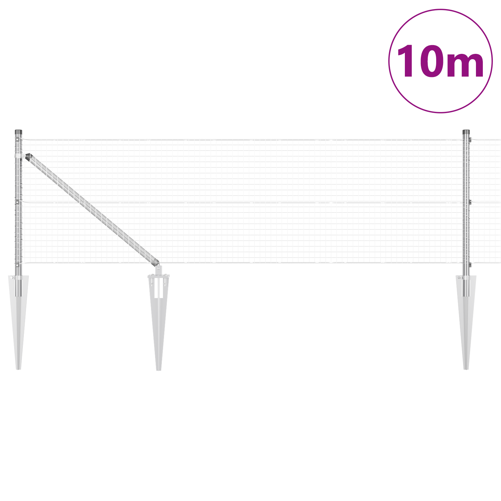 Recinzione in filo saldato con 7 picchetti 0.4x10 m Acciaio zincato