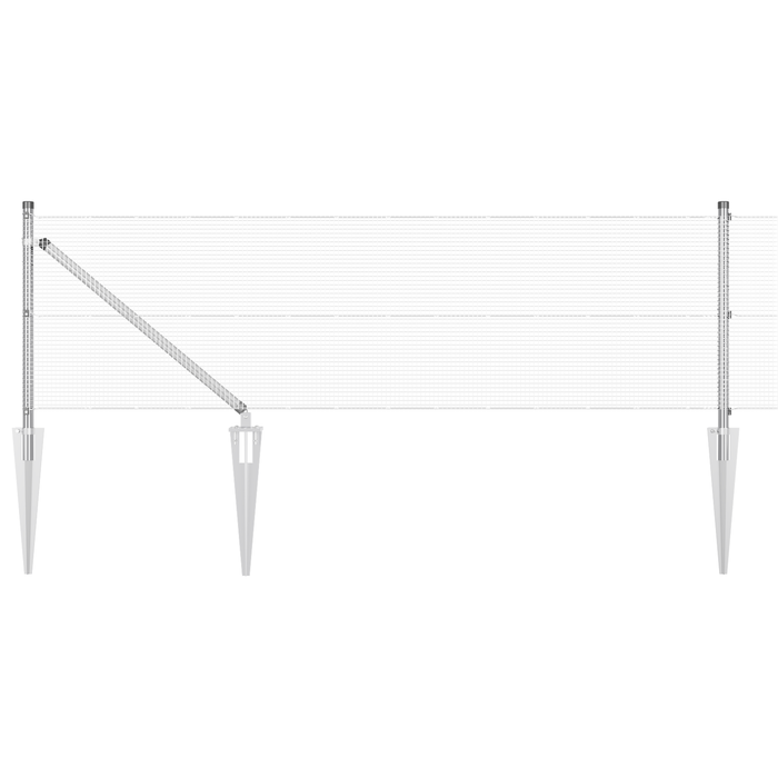 Set di Pali per Recinzione 2 Pali Acciaio galvanizzato 10 x 0.5 m