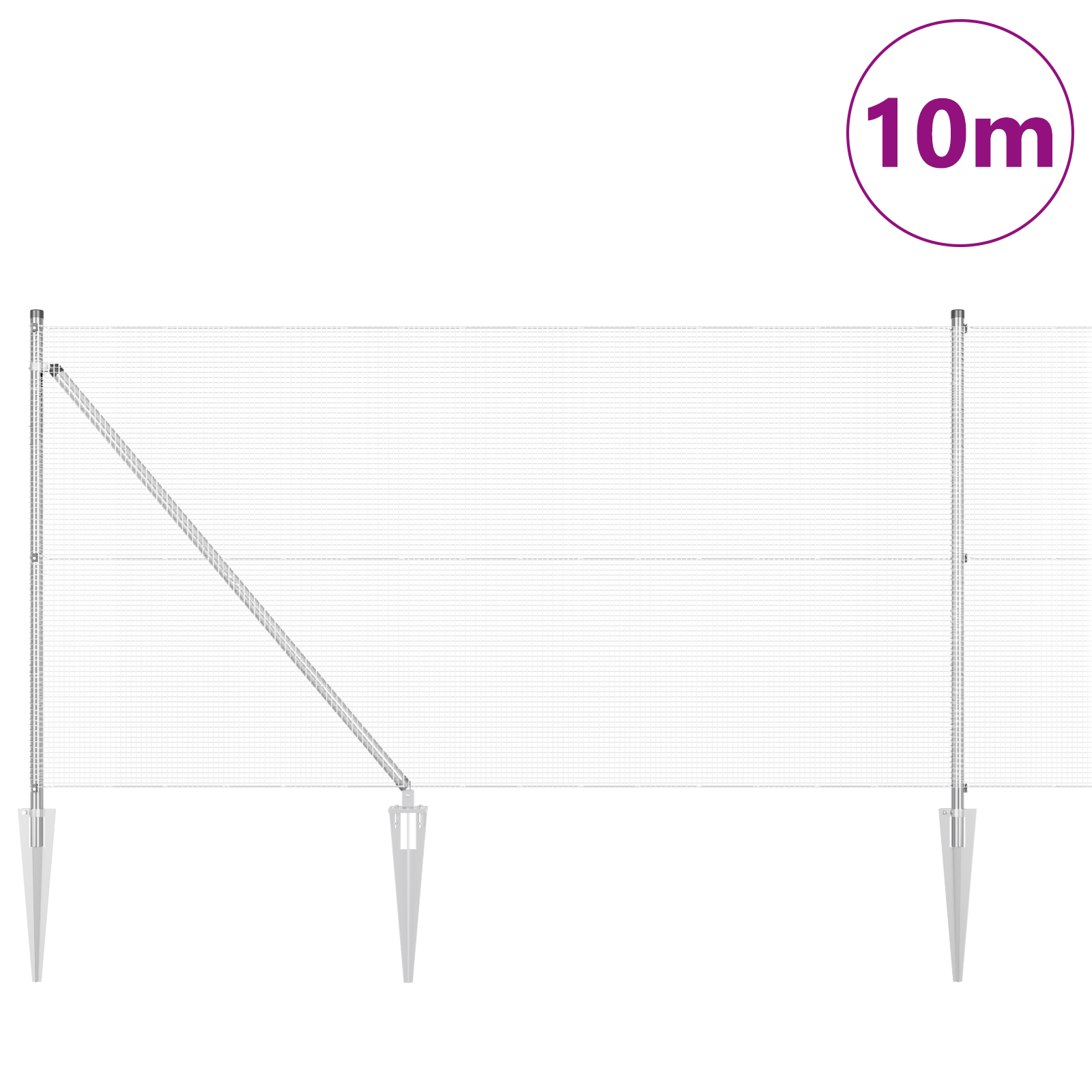 Set di Posti per Recinzione Set di 2 Acciaio zincato 10 x 1 m