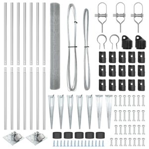 Recinzione in Rete Saldato con 7 Picchetti 1.2x10 m Acciaio Galvanizzato
