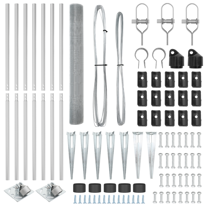 Recinzione in Filo Saldato con 7 Paletti a Punta 1,4x10 m Acciaio Galvanizzato
