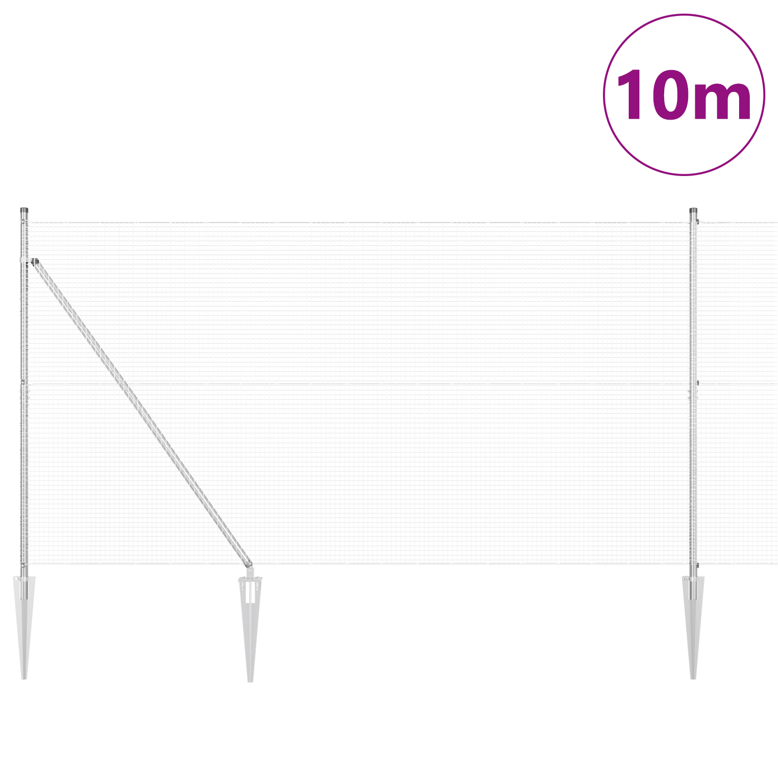 Set di Pali di Recinzione 2 Pali Acciaio Zincato 10 x 1.5 m