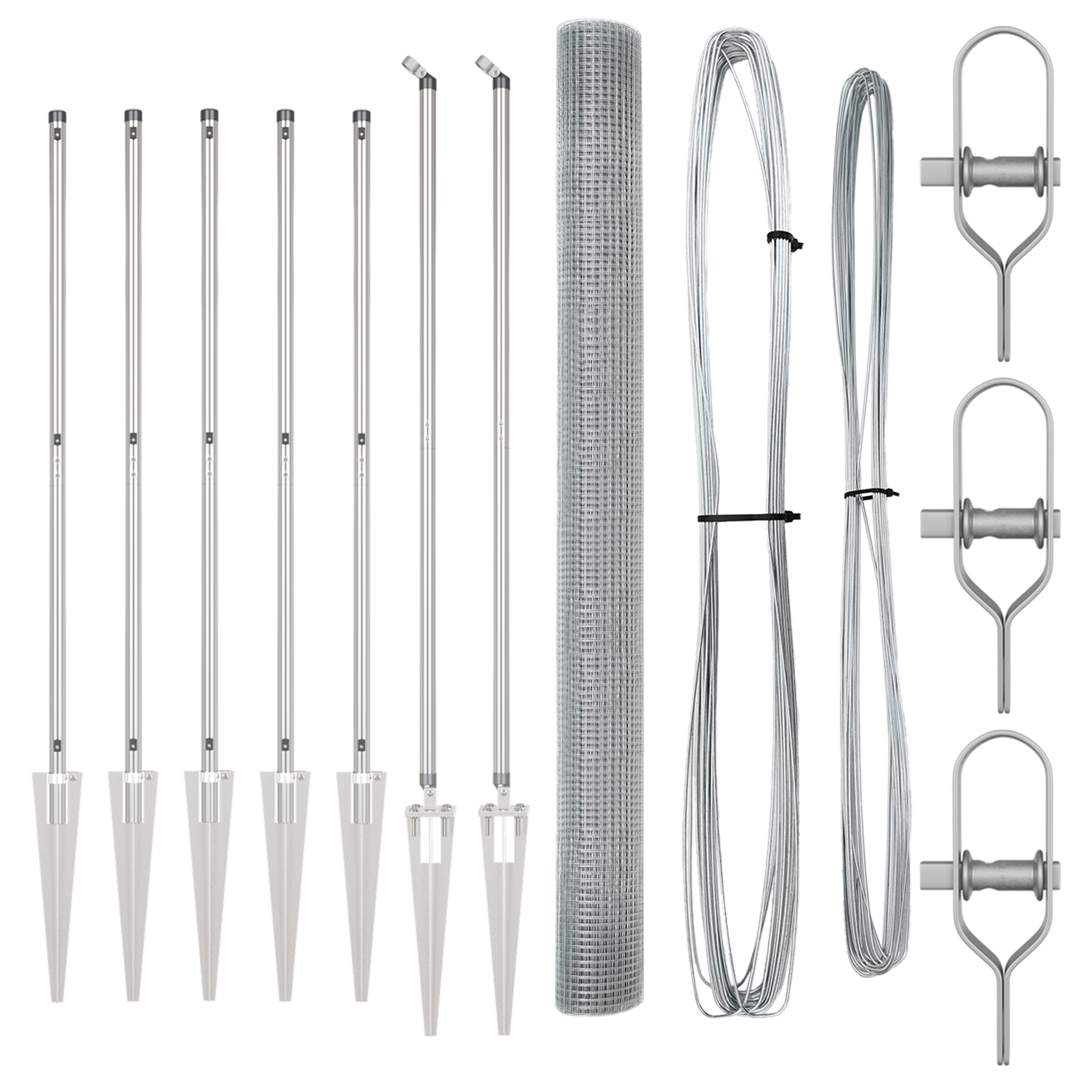 Recinzione in Rete Saldata con 7 Picchetti 1,6x10 m Acciaio Zincato