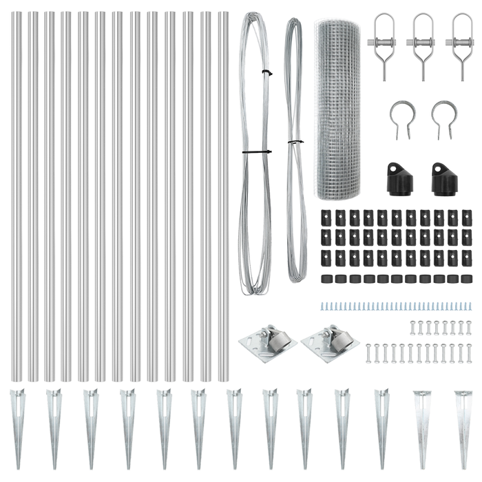 Set di Poste per Recinzione Set di 2 Acciaio Zincato 25 x 0.5 m