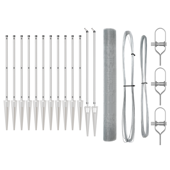 Recinzione in Filo Saldati con 13 Picchetti 1.2x25 m Acciaio Galvanizzato