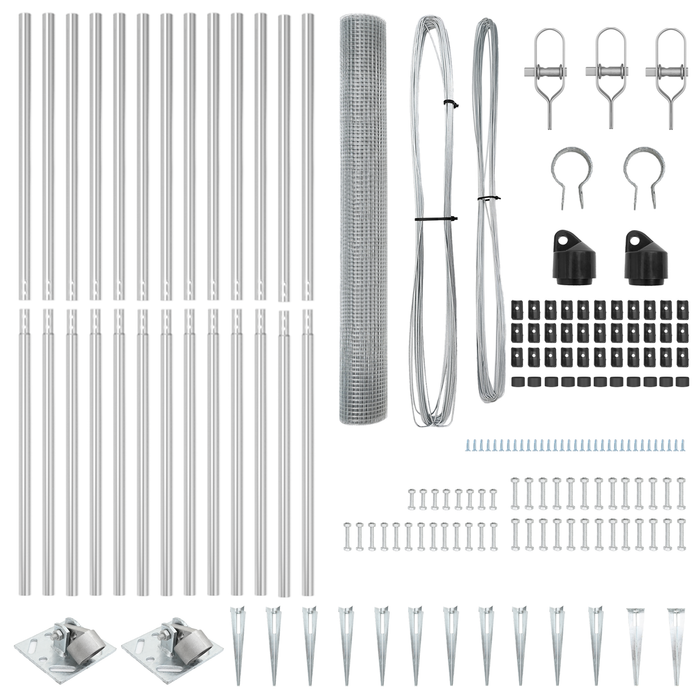 Recinzione in Filo Saldati con 13 Picchetti 1.2x25 m Acciaio Galvanizzato