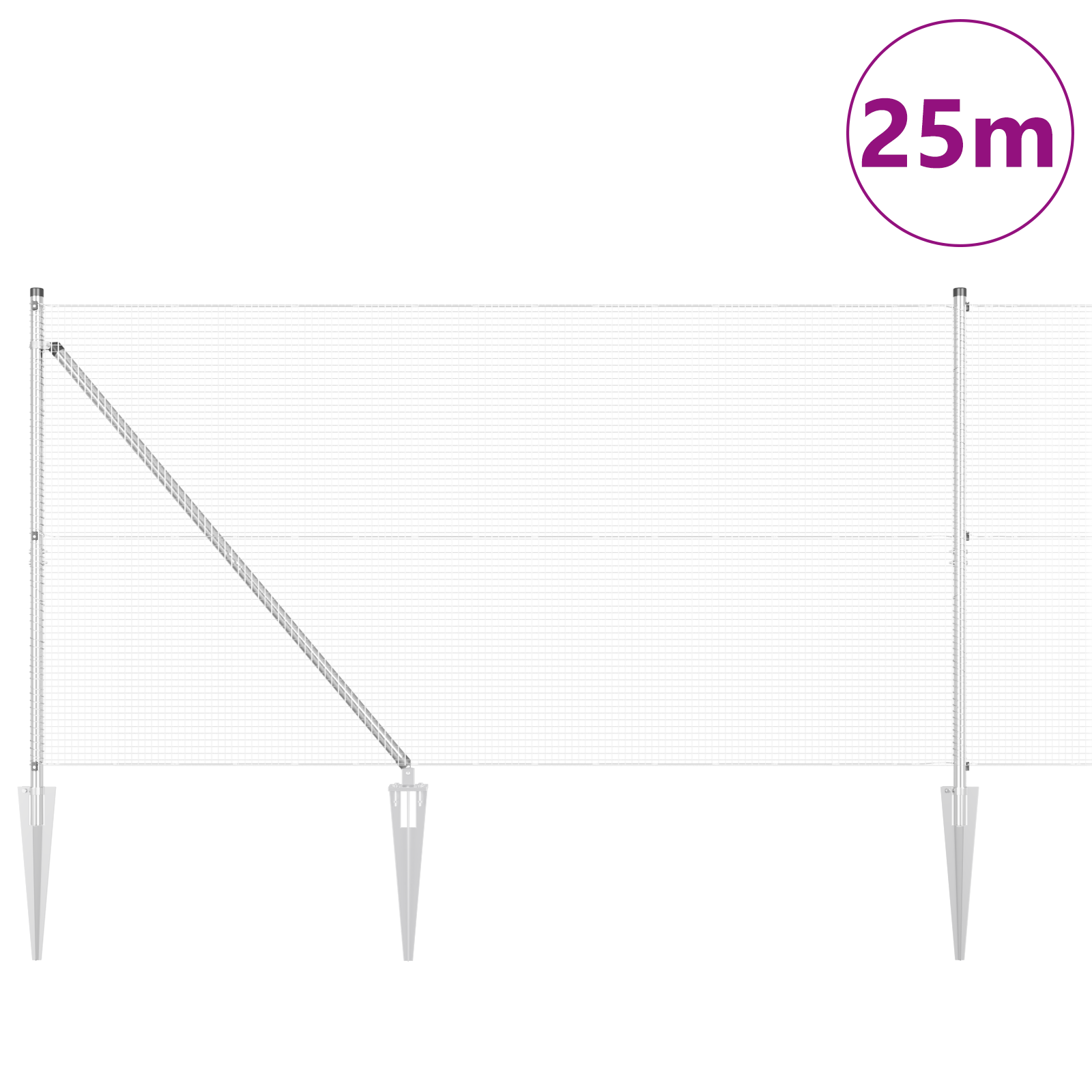 Recinto in Filo Saldato con 13 Posti a Spillo 1.4x25 m Acciaio Zincato