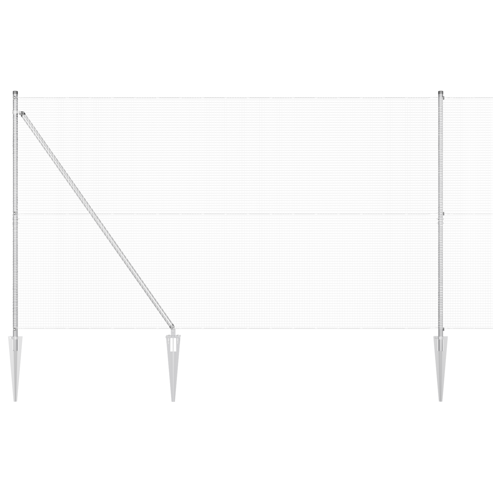 Recinzione in Rete Saldato con 13 Pali a Punta 1.6x25 m Acciaio Zincato