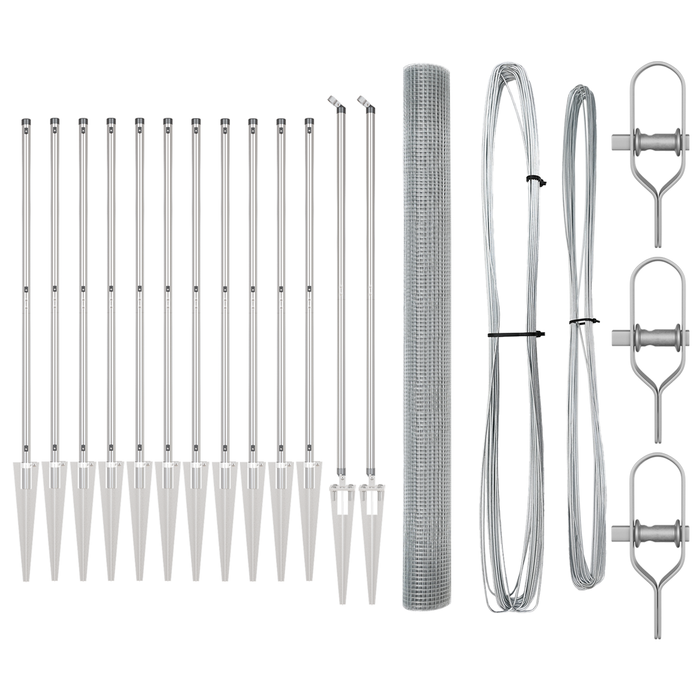 Recinzione in Rete Saldato con 13 Pali a Punta 1.6x25 m Acciaio Zincato