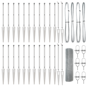 Recinzione in Rete Saldato con 13 Picchetti da 0.6x50 m in Acciaio Zincato