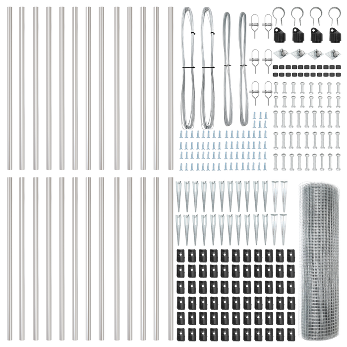 Recinzione in Rete Saldato con 13 Picchetti da 0.6x50 m in Acciaio Zincato