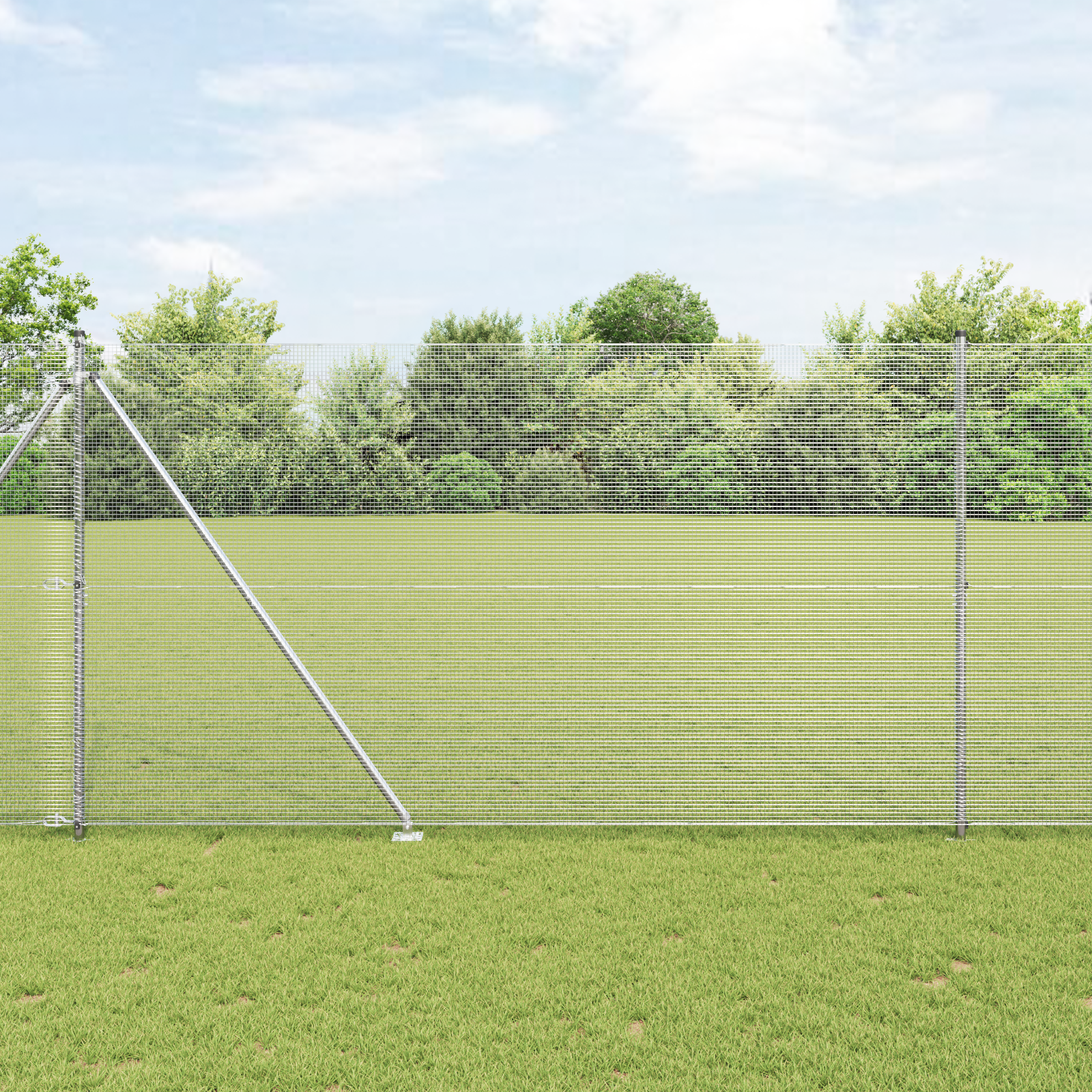 Recinzione in Rete Saldato con 13 Picchetti 1.5x50 m Acciaio Zincato