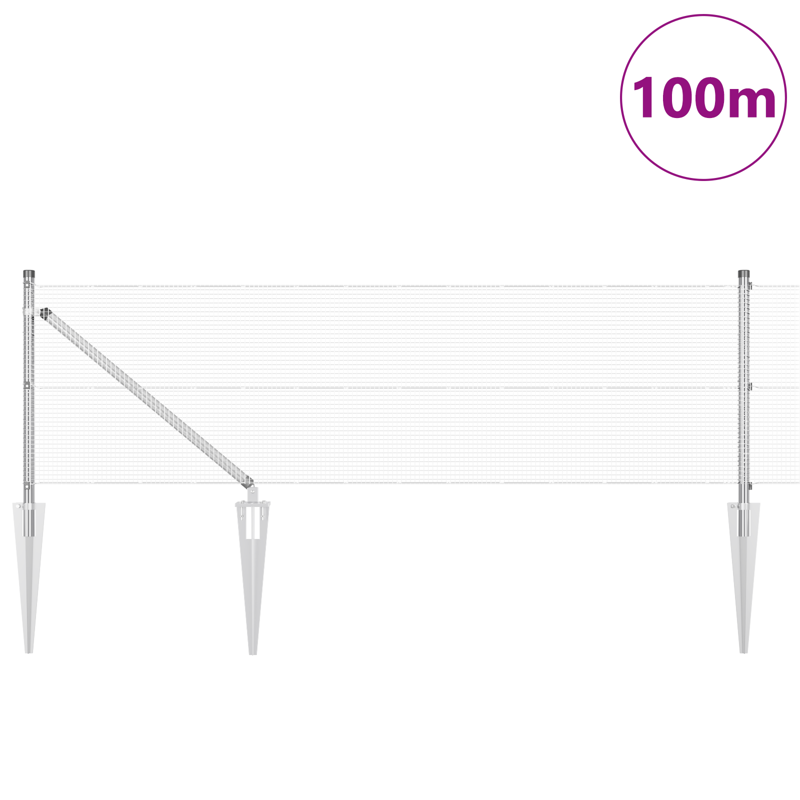 Recinzione in Rete Saldato con 13 Picchetti 0.4x100 m Acciaio Zincato