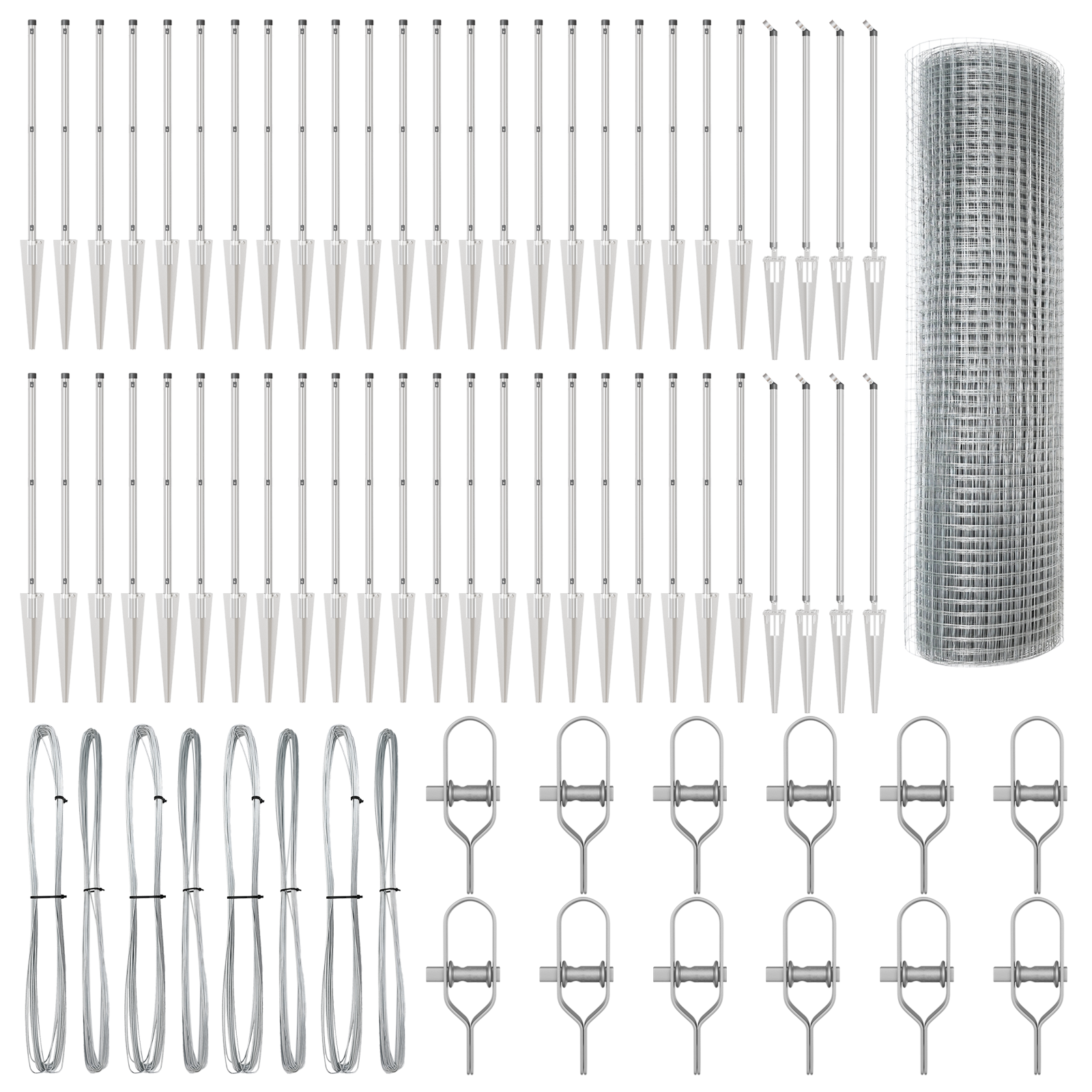Recinzione in rete saldata con 13 picchetti 0.4x100 m Acciaio galvanizzato