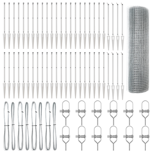 Recinzione in rete saldata con 13 picchetti 0.4x100 m Acciaio galvanizzato