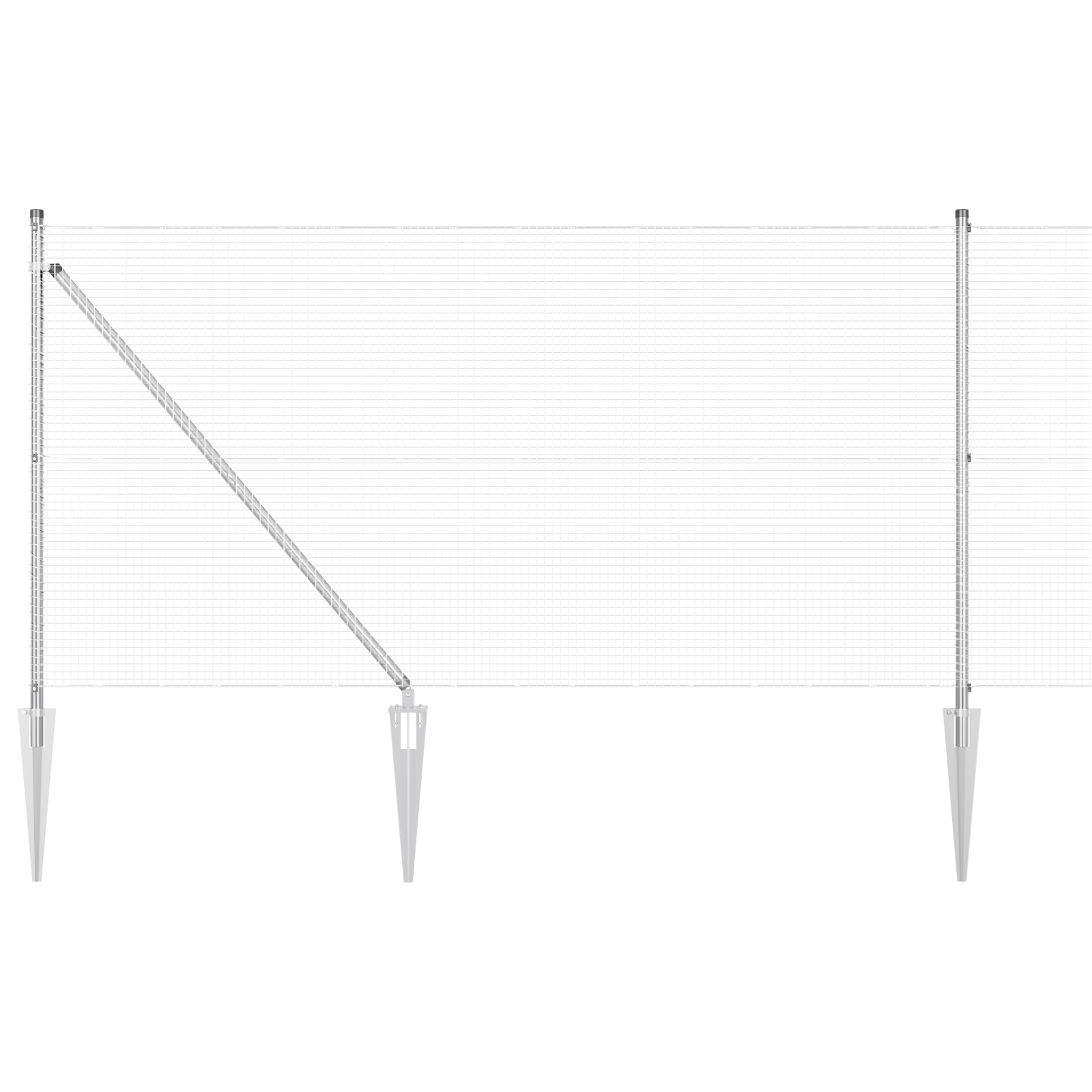 Recinzione in Filo Saldato con 13 Pali a Spillo 1x100 m Acciaio Zincato