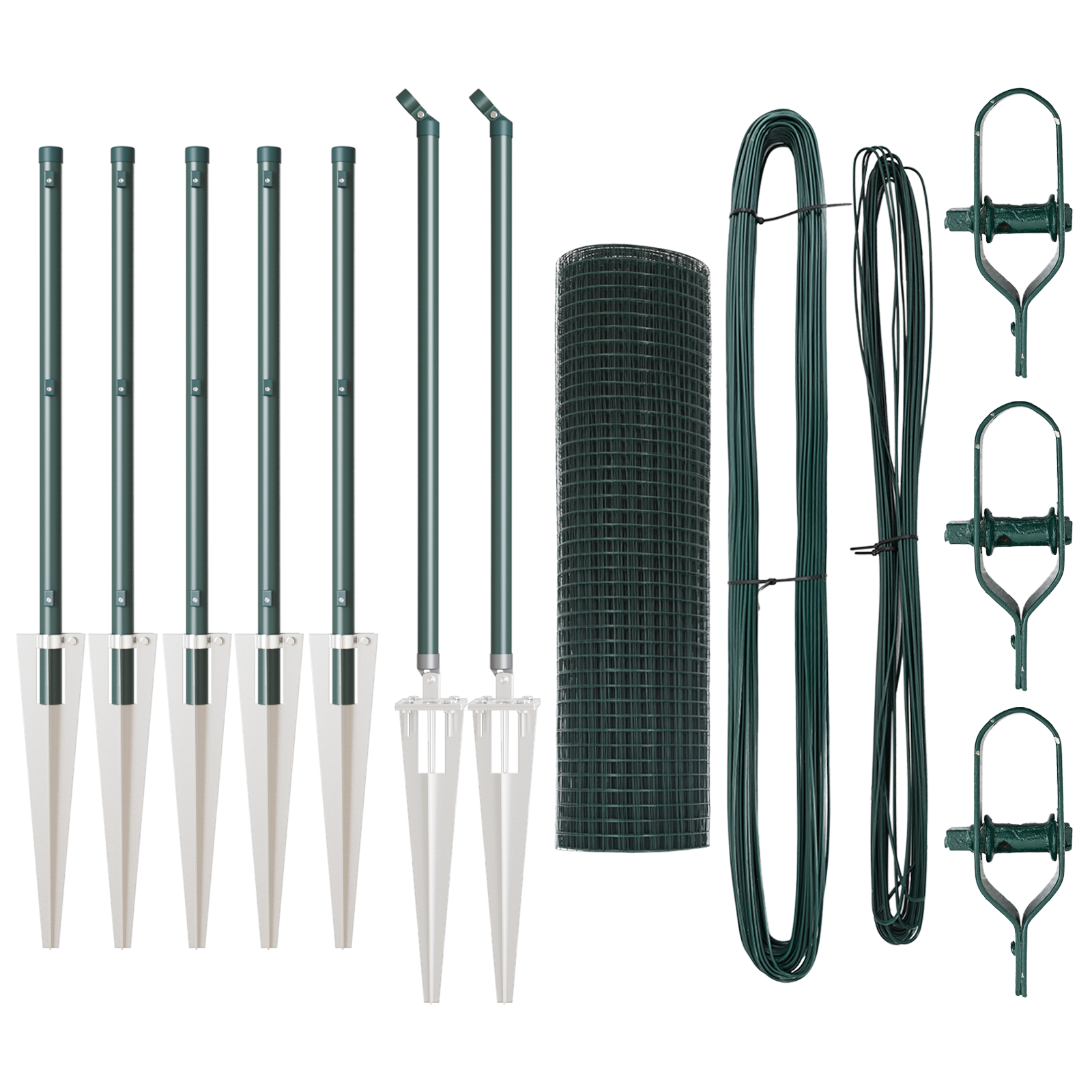 Set di Pali per Fencing 2 Pali Verde Acciaio rivestito in plastica