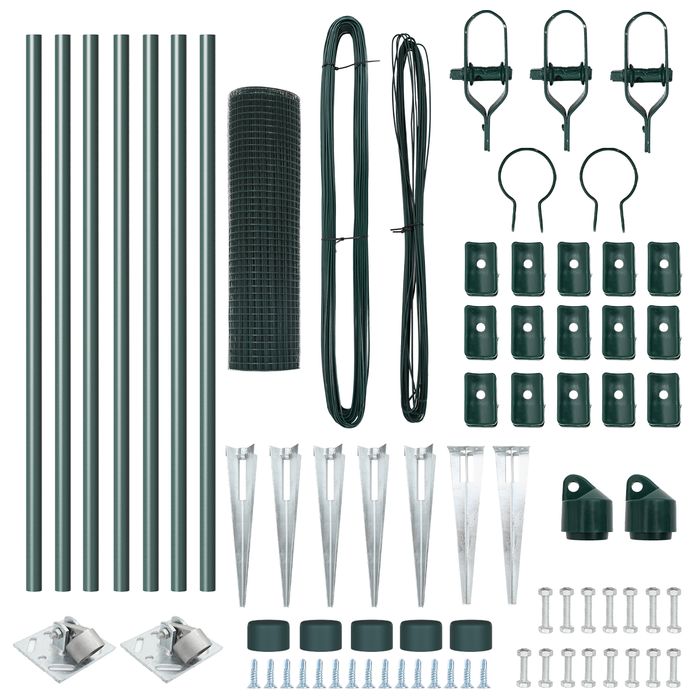 Set di Pali di Recinzione Set di 2 Verde Metallo 10 x 0.5 m