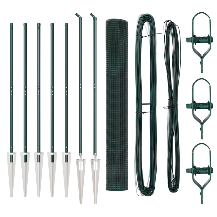 Set Pali per Recinzione Set di 2 Verde Metallo rivestito in PVC